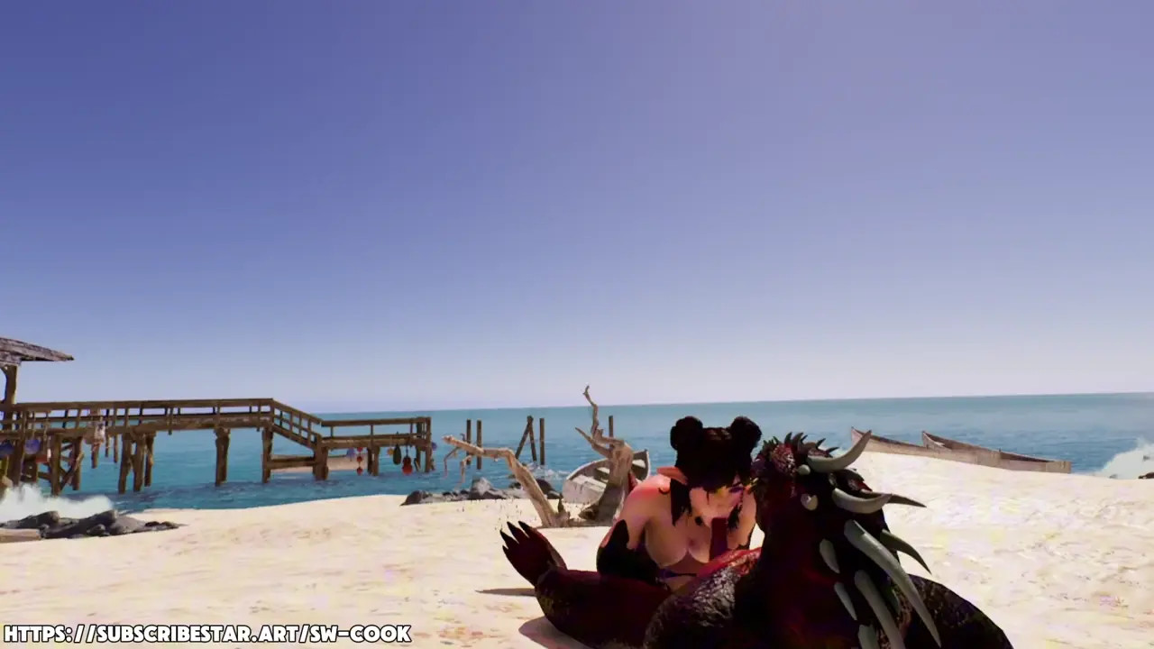 Beach Dragon Double Cock - Elf Oral & Creampi