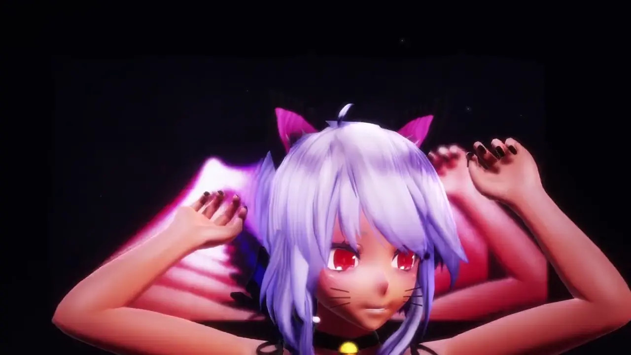 【MMD R-18】Cat lingerie-HAKU PiNK CAT