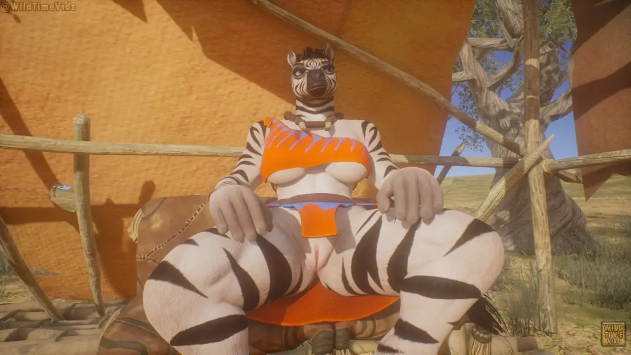 Safari Park with Hot Zebra Furry Girl