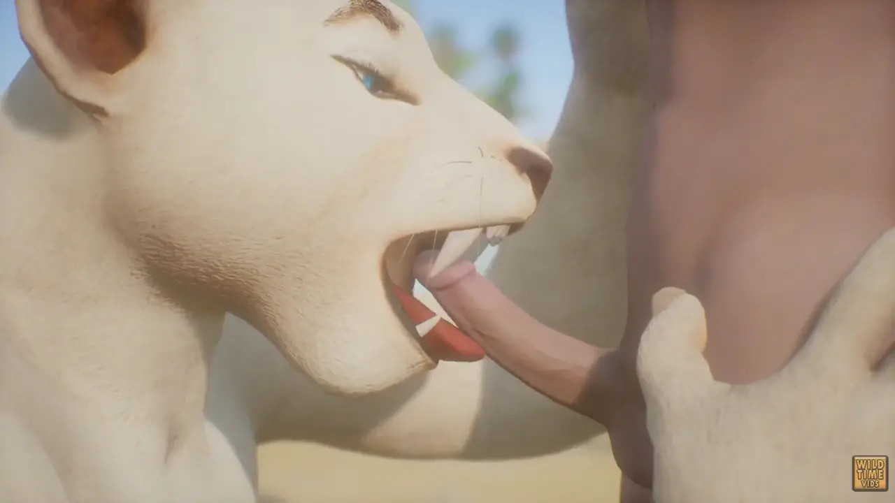 Kira, the lion furry girl, enjoying her food