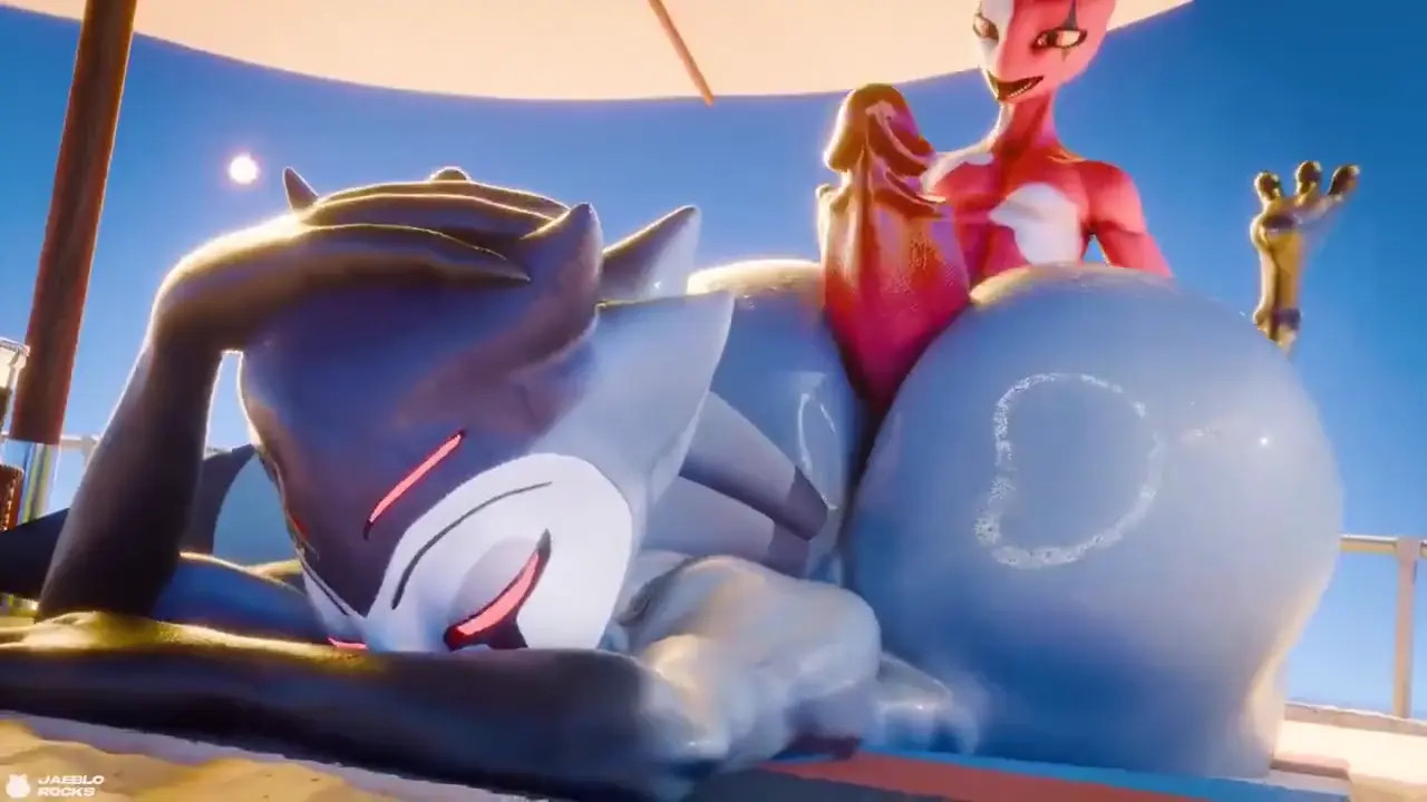 Stolas and Blitzo at the beach