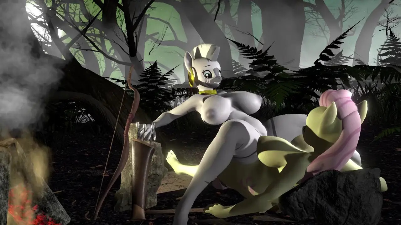 Zecora Fucks the Flutterbat in the woods