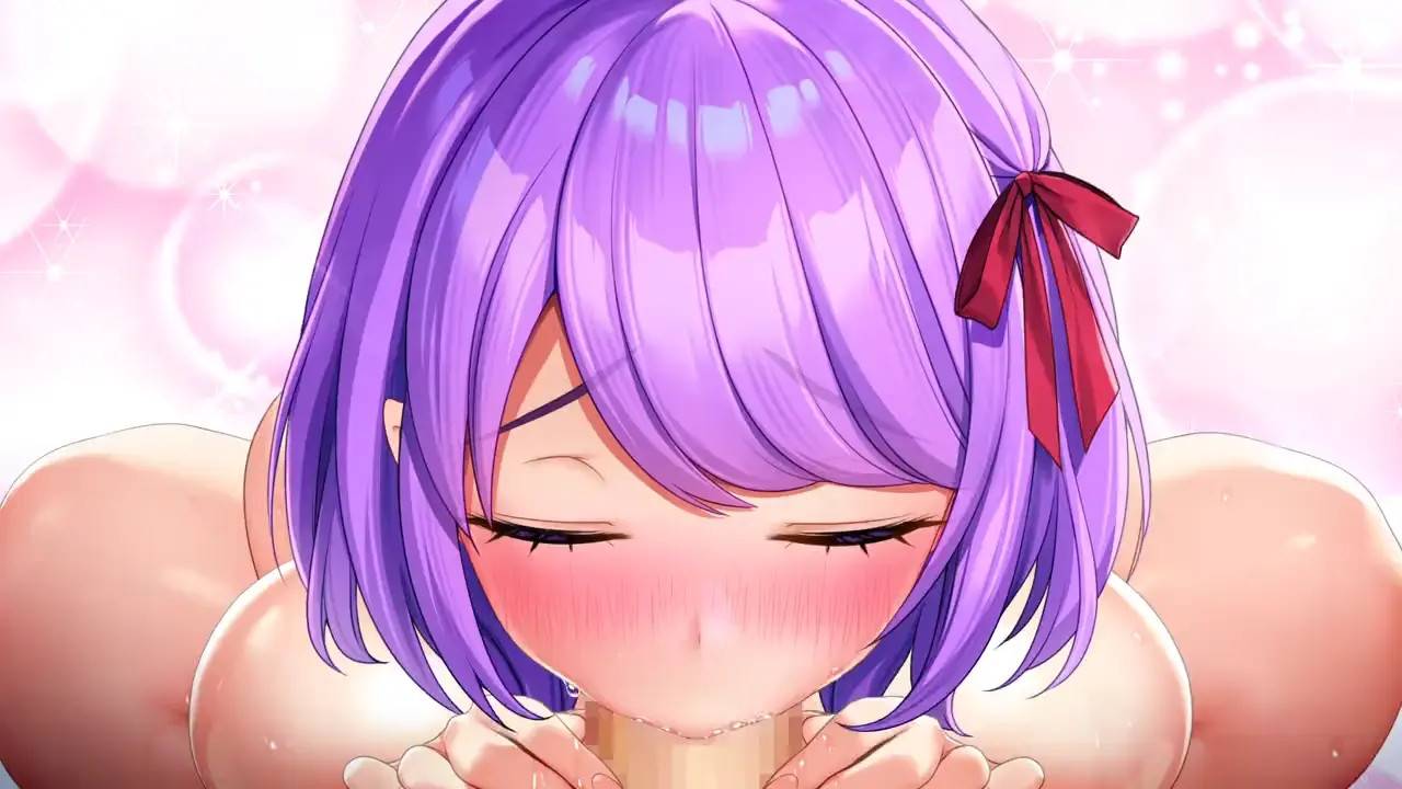 Purple haired schoolmate blowjob POV