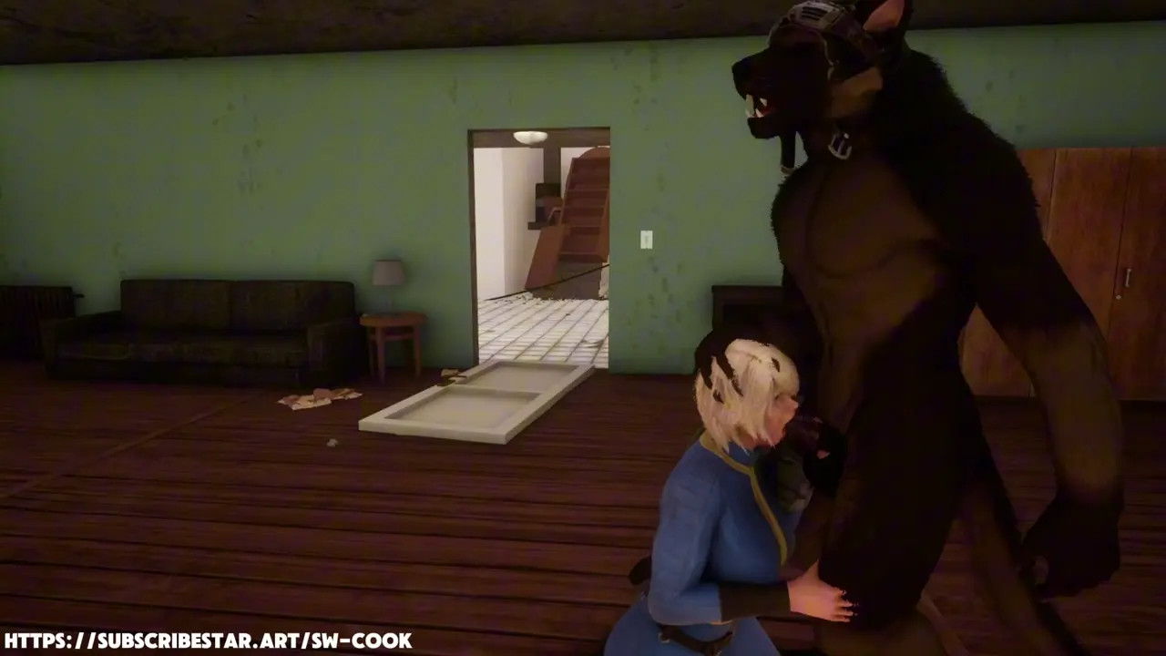 Dogmeat Uses Vault Girl Hard - Facefuck & Facial