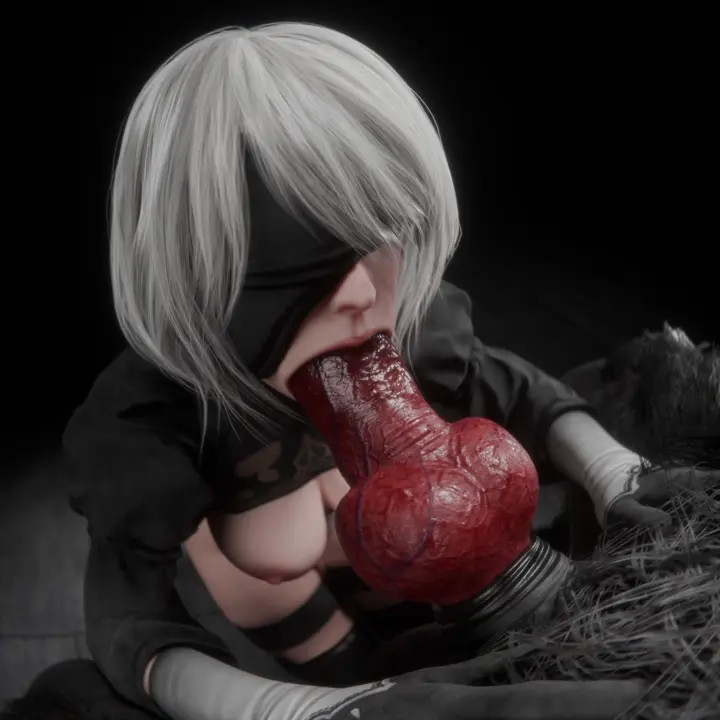 2B x Werewolf Facefuck | Rekin3D