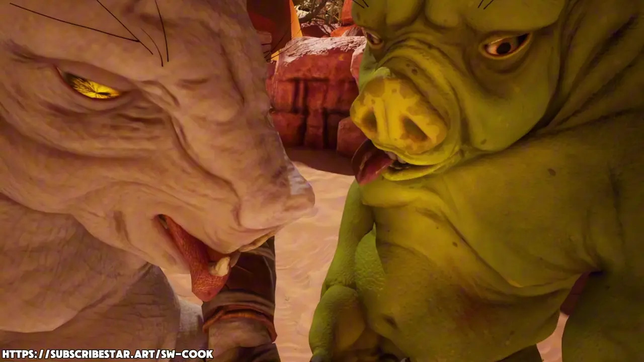 Two Pig Monsters Use Beauty Hard - Oral & Rough Sex