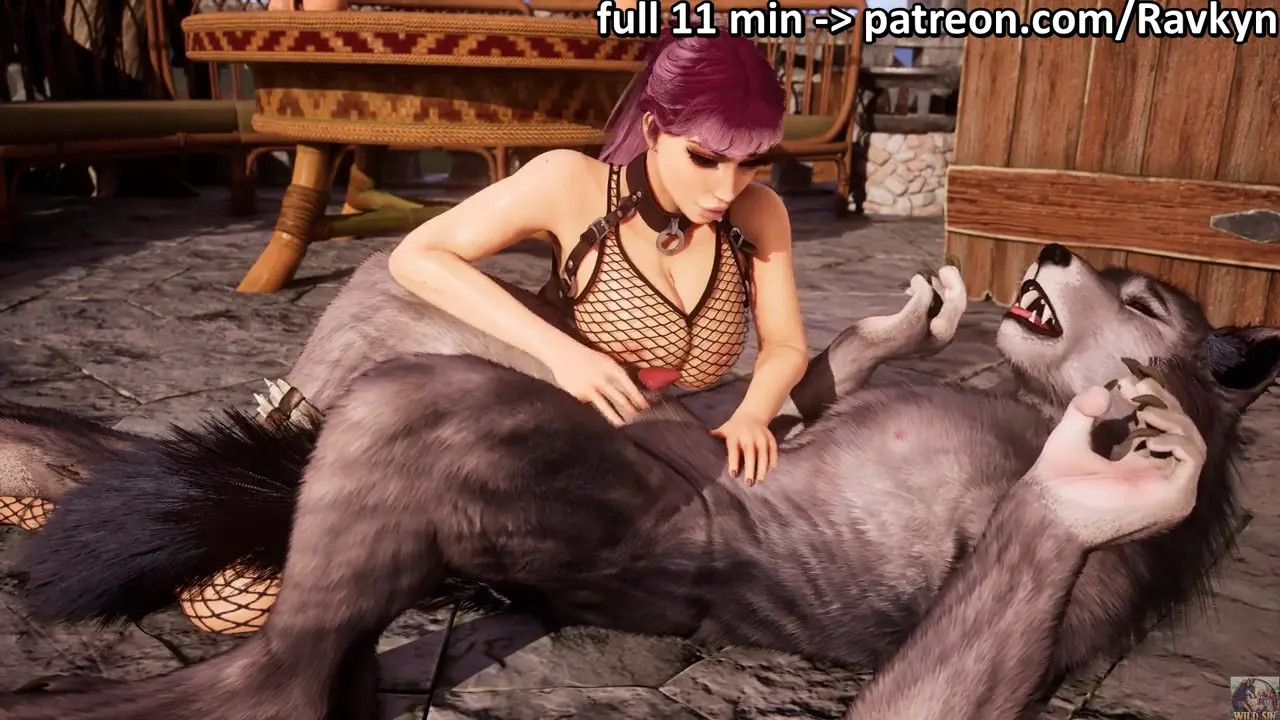 Fucking a werewolf on the castle terrace