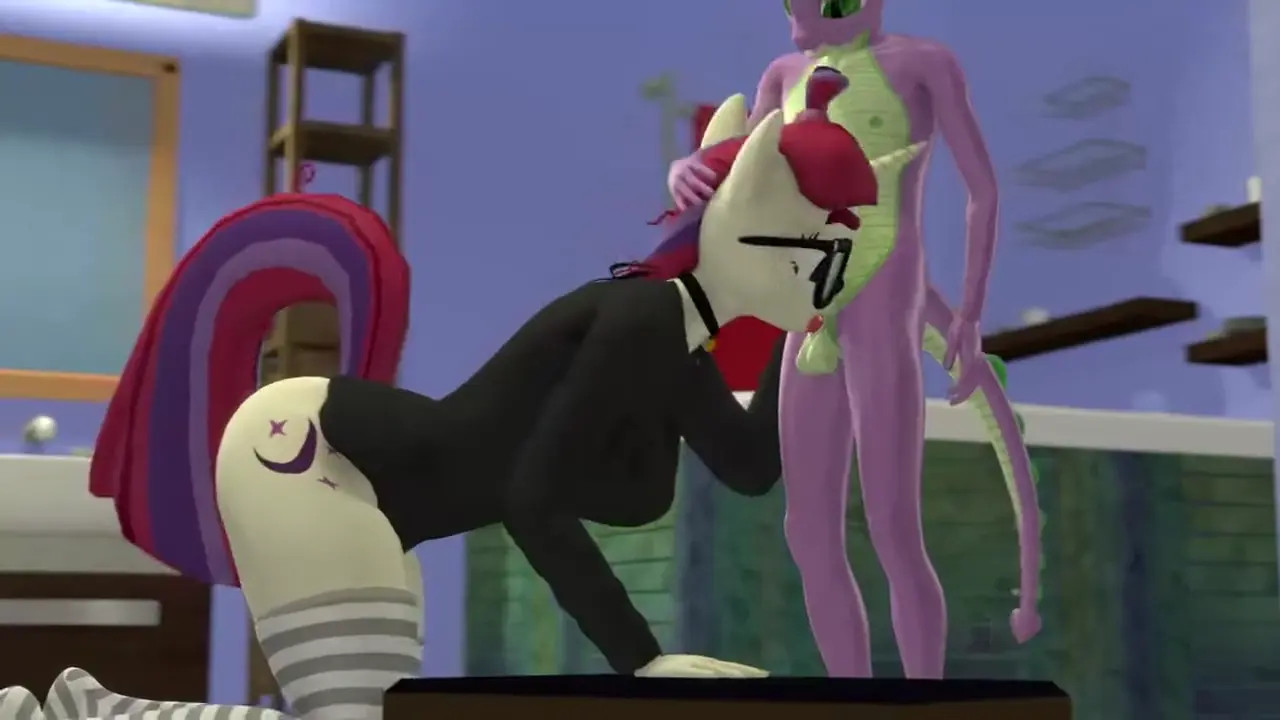 MLP Bathroom Sex (Twilight Moondancer X Spike) Gorilka