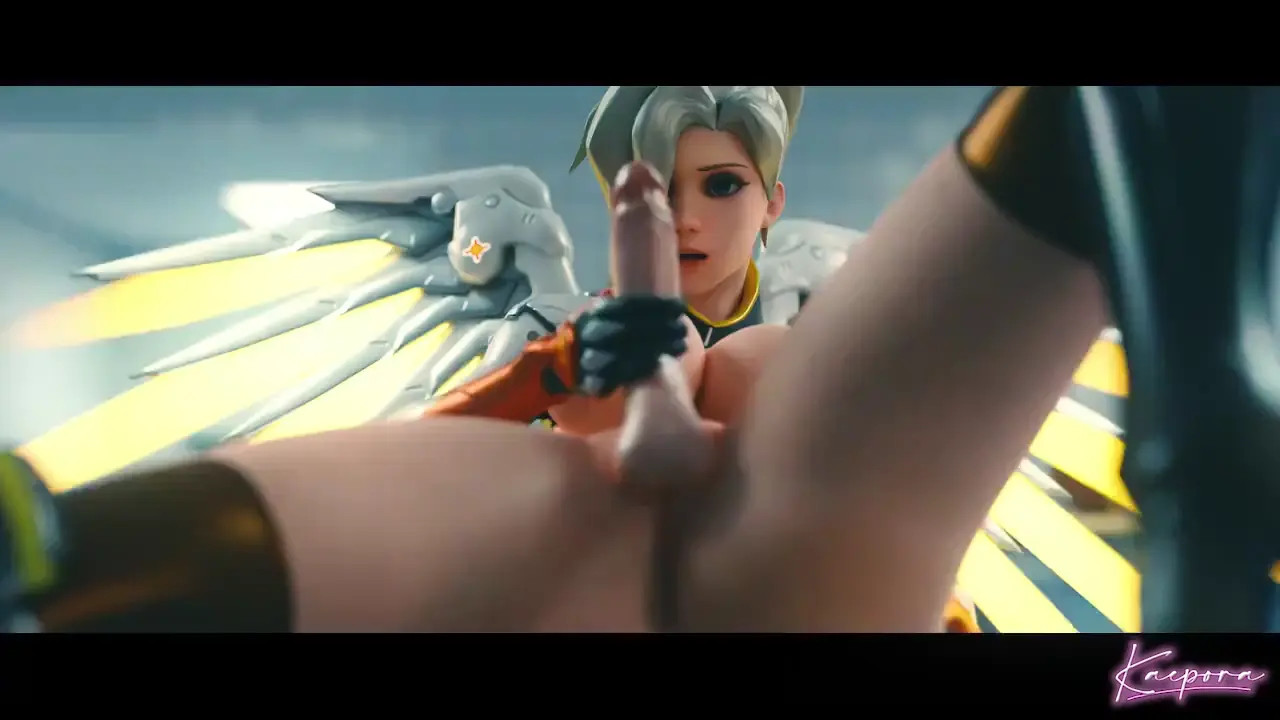 Mercy hanjob and D.va watch while masturbating