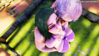 The Witcher Geralt makes passionate love to a sexy elf in the shower