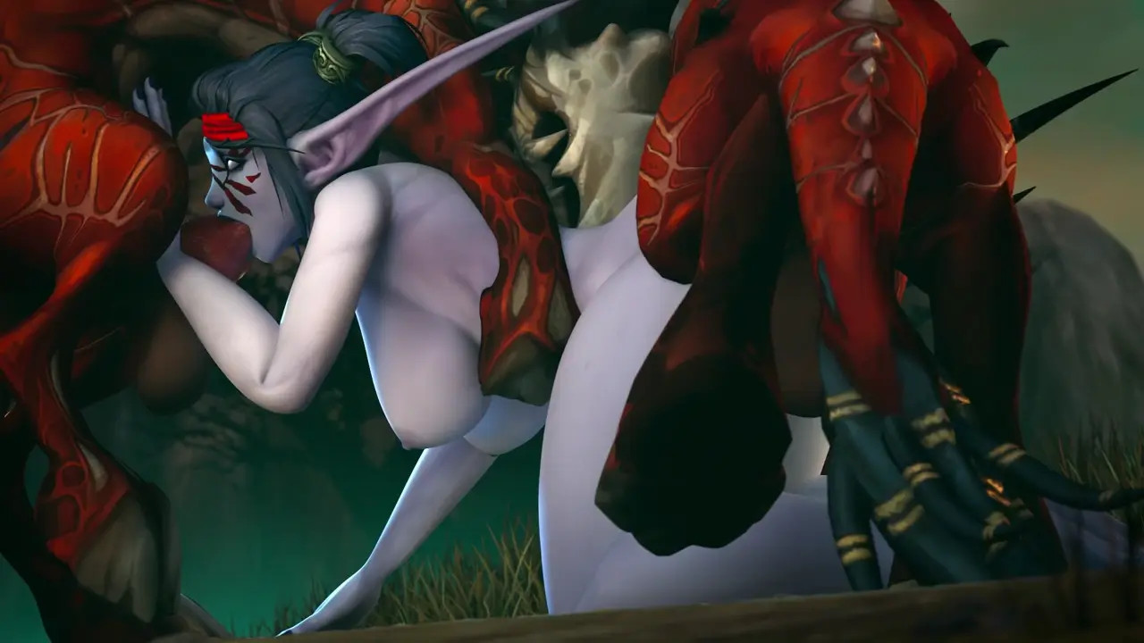 sexy night elf sucks felstalker cock