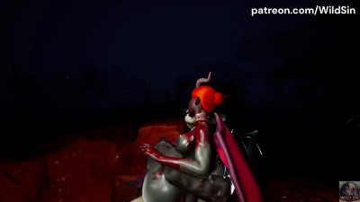 Furry kiss and fuck romantic Succubus in Thunderstorm