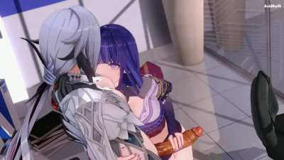 Raiden shogun x Futa Arlecchino sex video (Genshin impact)