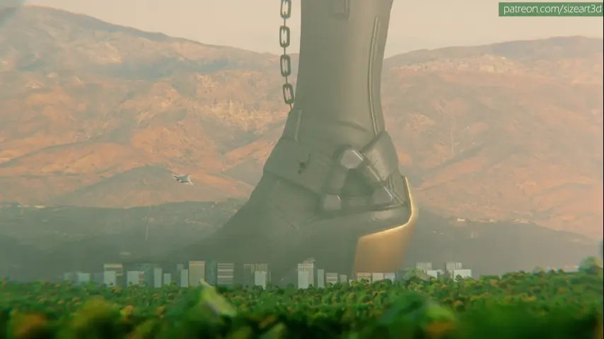 Giantess Ashe Walking on City