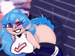 Skyblue rubs huge ass on BF