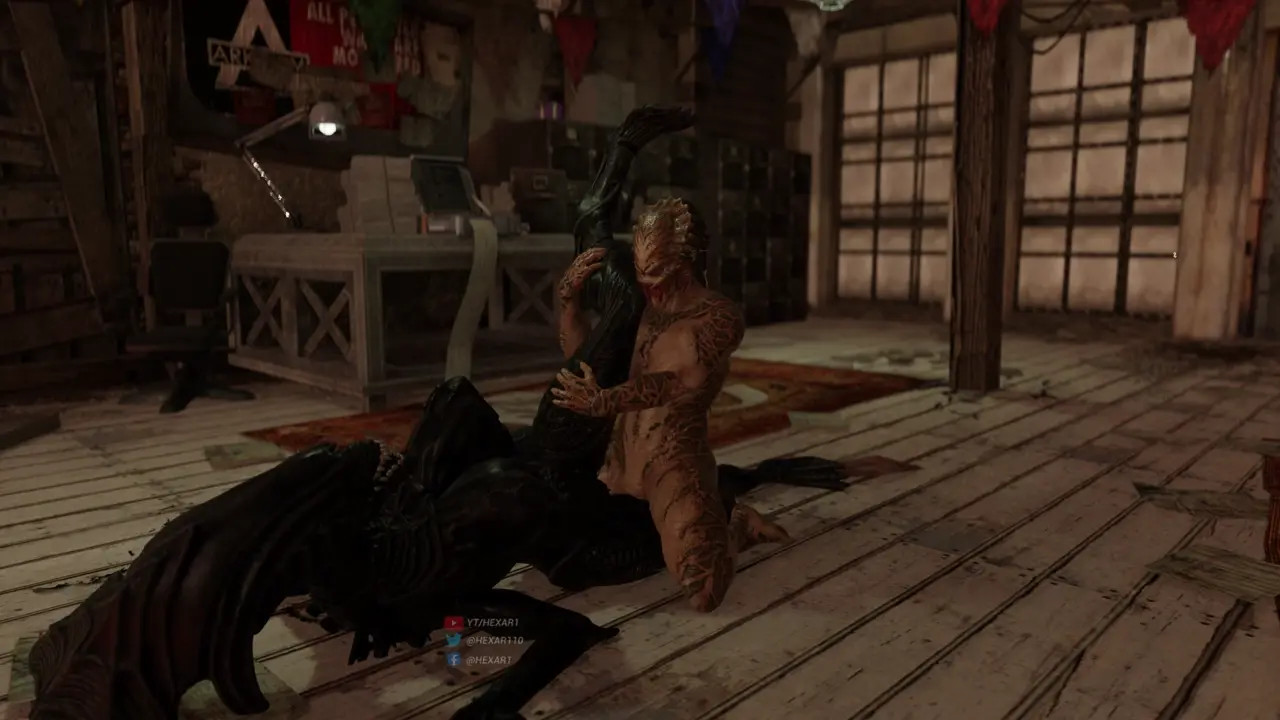 female yautja dominates a xeno queen (V1)