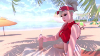 Life guard Mercy fucking on beach