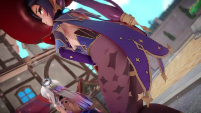 Citrali, Mona, Fischl, and Kamisato Ayaka (Genshin Impact) in a GIRL-CRUSH style - Op