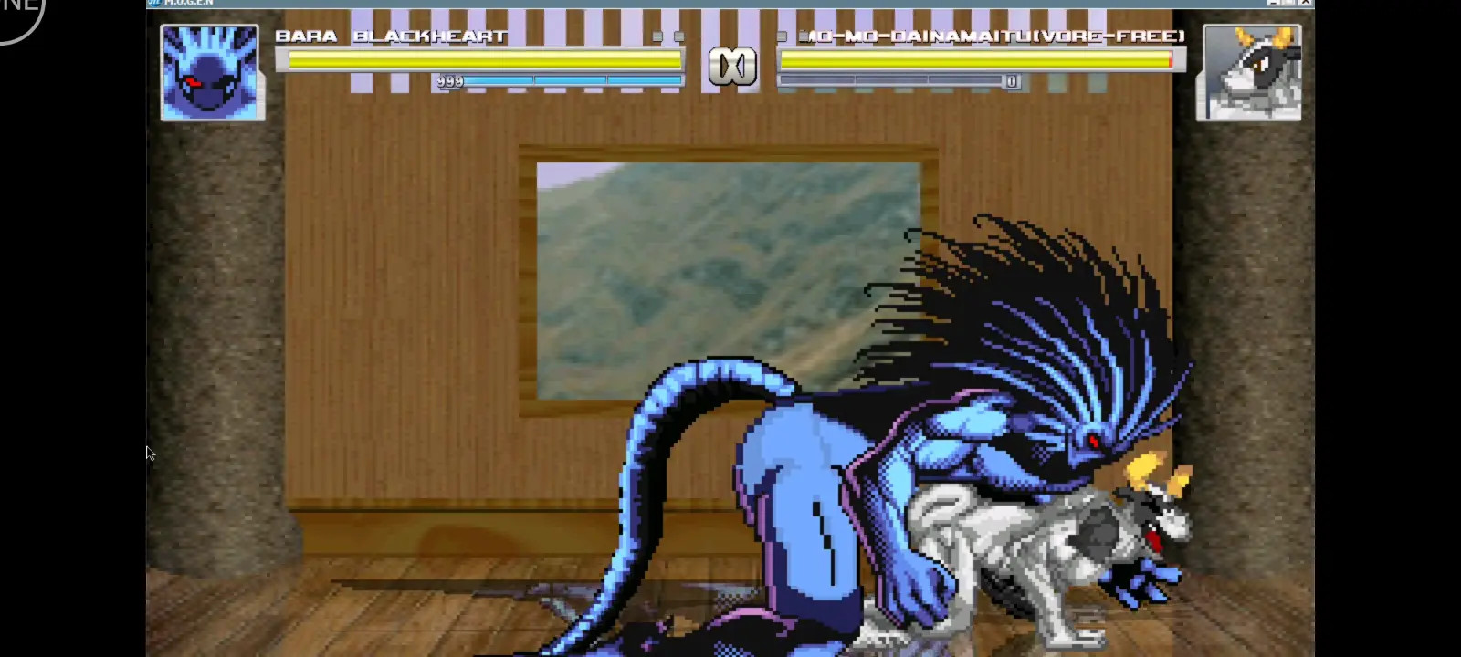 (MUGEN) Black Heart's Devilish Big Cock stretches mo mo danimaru