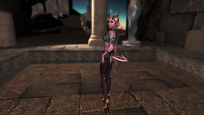 Petite futa tiefling in lustful armor playfully seduces the adventurer