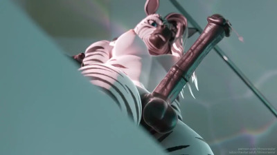 Zebra futa jerk off in the bathroom