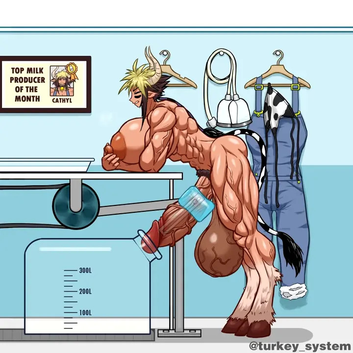 Cathyl the minotaur, milking session
