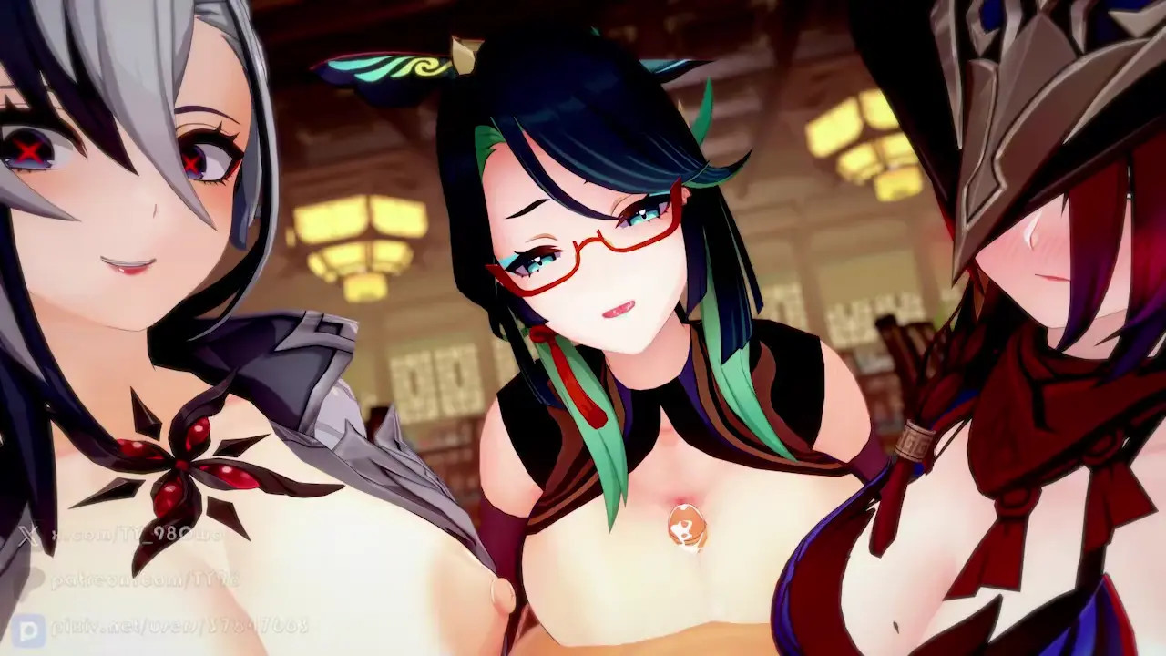 Arlecchino & XianYun & Chasca titfuck (sound)