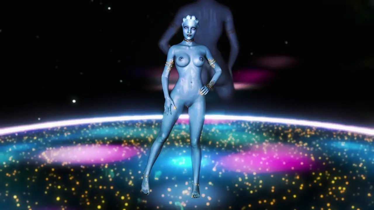 Shapely cutie Liara T'Soni records a nude dance video to please Shepard