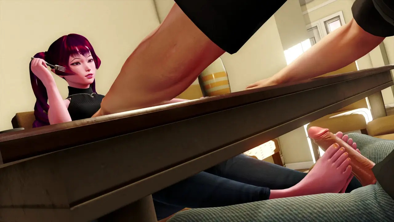 Breakfast footjob
