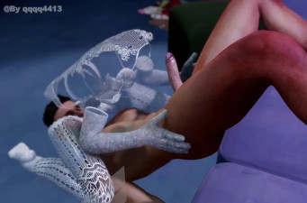 An invisible girl/Living clothes belowjob