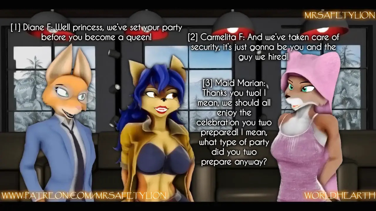 (MrSafetylion)Maid Marian, Dianne Foxington and Carmelita Fox Impregnated in Club