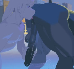 Catboy riding elephant man