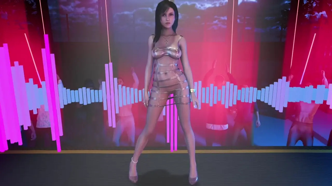 Lovely slut Tifa shamelessly dances on public to please clients of her bar