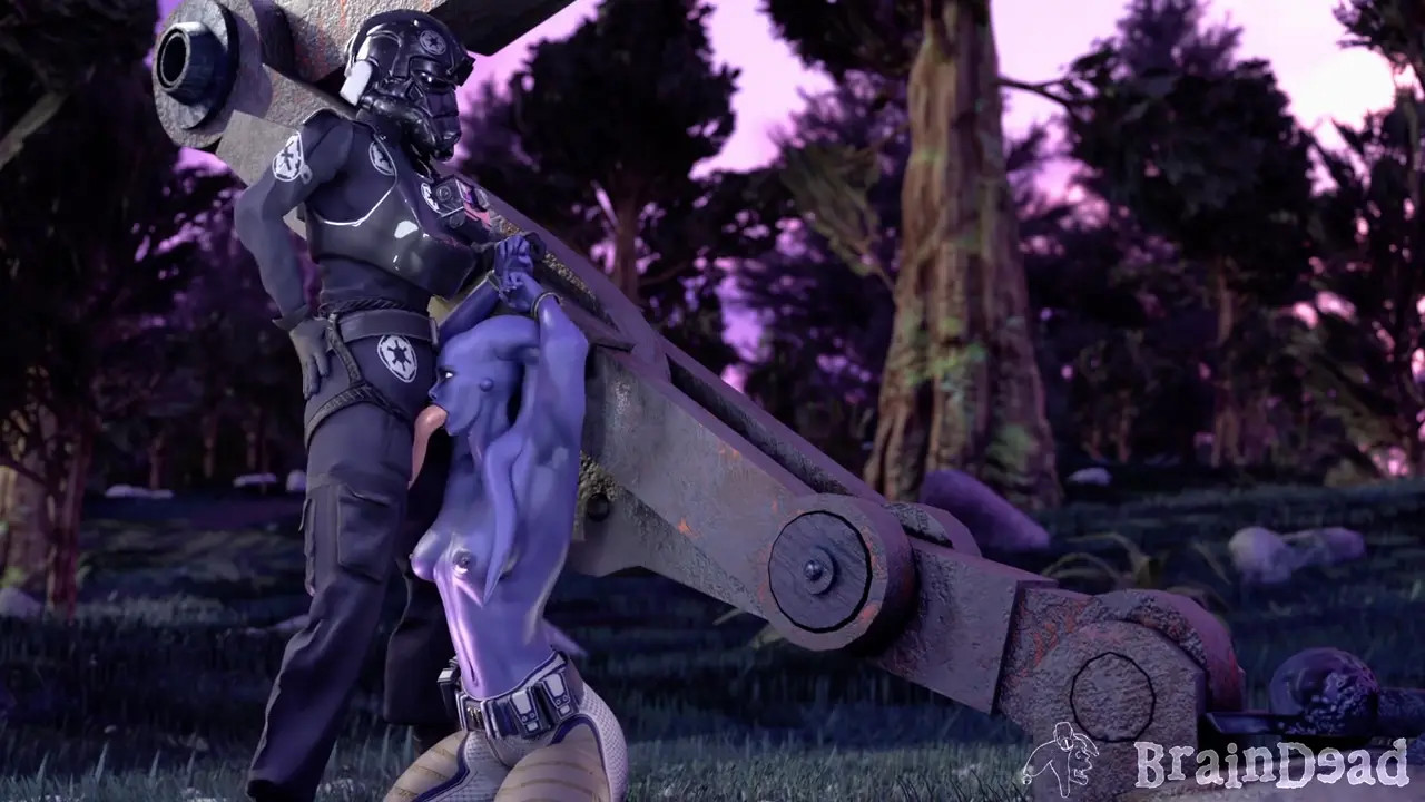 jedi blowjob on forest planet (topless)