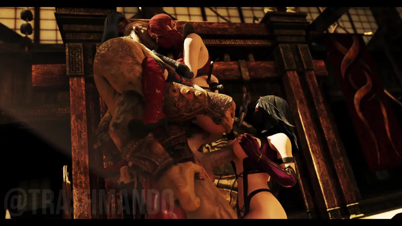 skarlet, mileena and goro (trashmando)