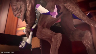 Demi bent over the couch