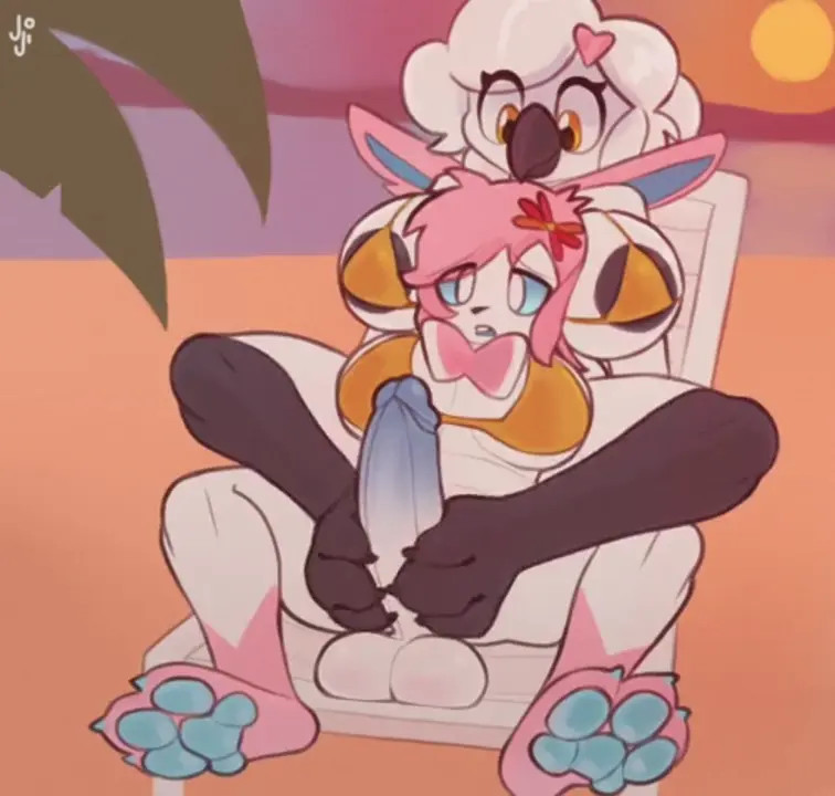 Futa Sylveon getting a footjob