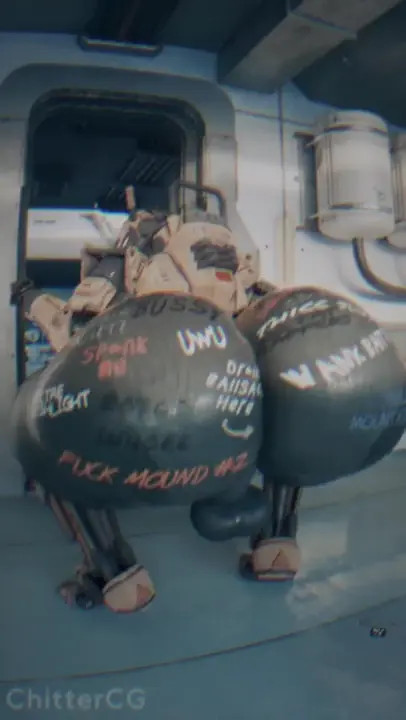 Poker Face Robot twerking his huge ass