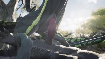 Green dragon fucks with a white one