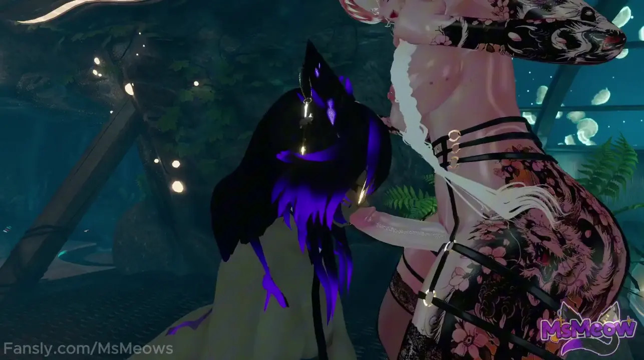 Horny catgirl sucks and fucks girl cock