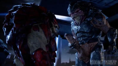Wrex Gets Facial'd by Grunt (Mass Effect)