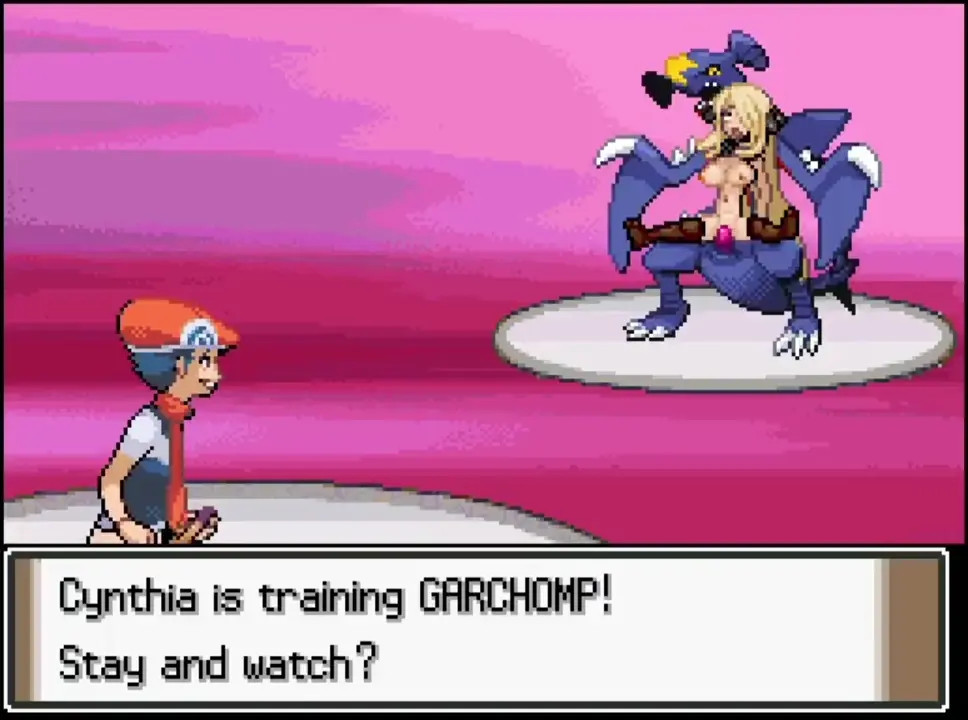 Cynthia training Garchomp