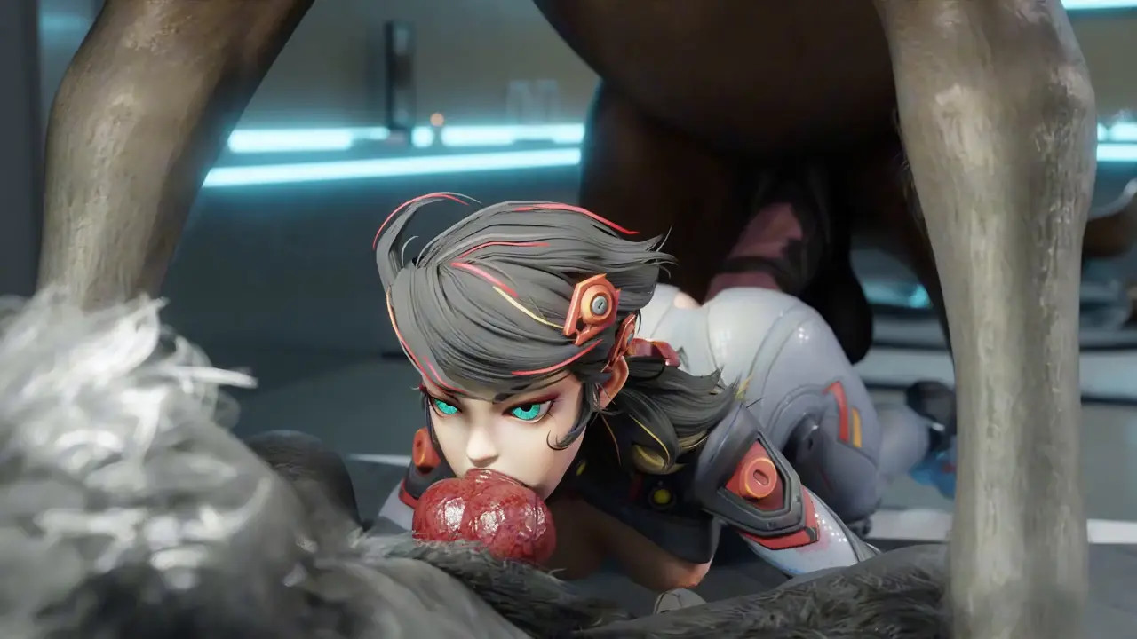 Peni parker double teamed by horse and werewolf