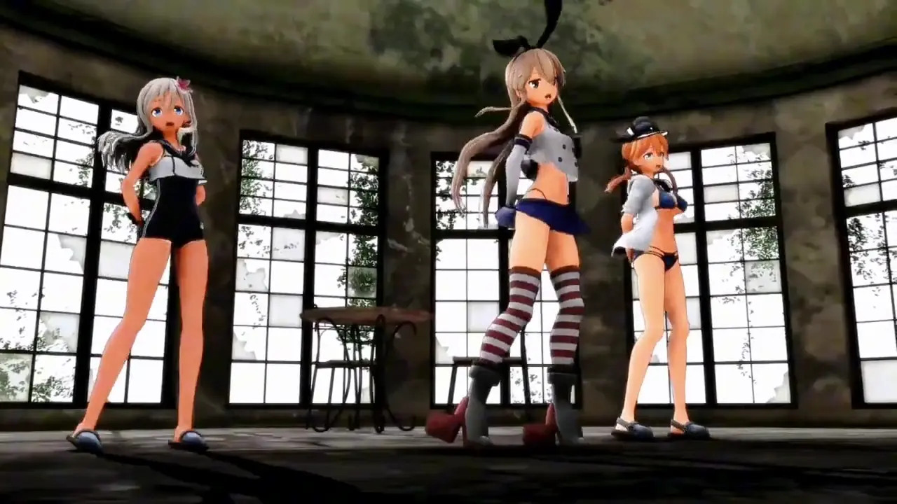 Shimakaze, Ro500 & Prinz - EX Girl [MMD R15] Clear_Cloth