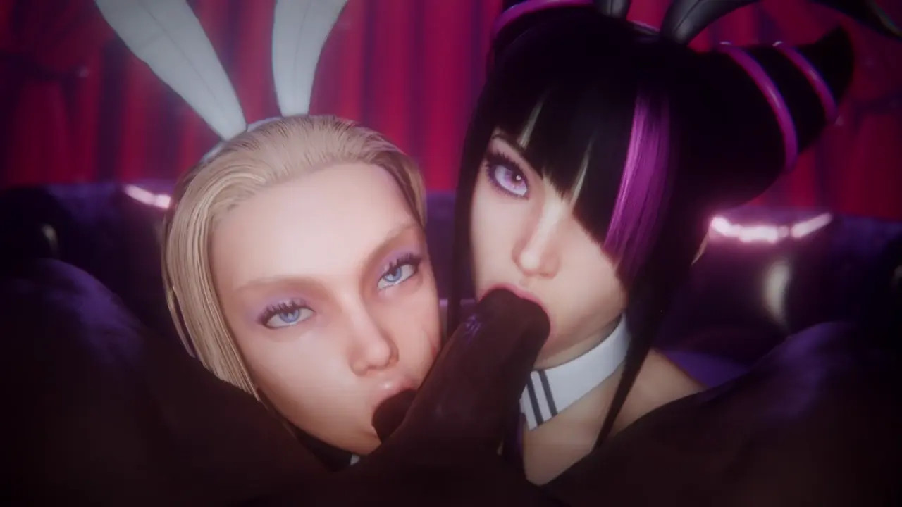 Juri and Cammy Bunnysuit Blowjob [Black]