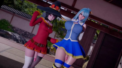 Futas Aqua & Megumin fucking each other [VLDstudio]