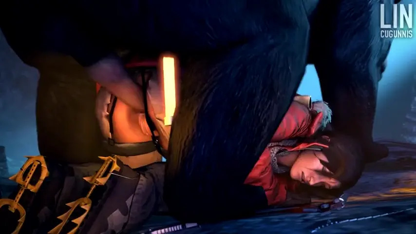 Lara Croft anally raped by a bear