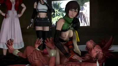 Yuffie rides Red XIII