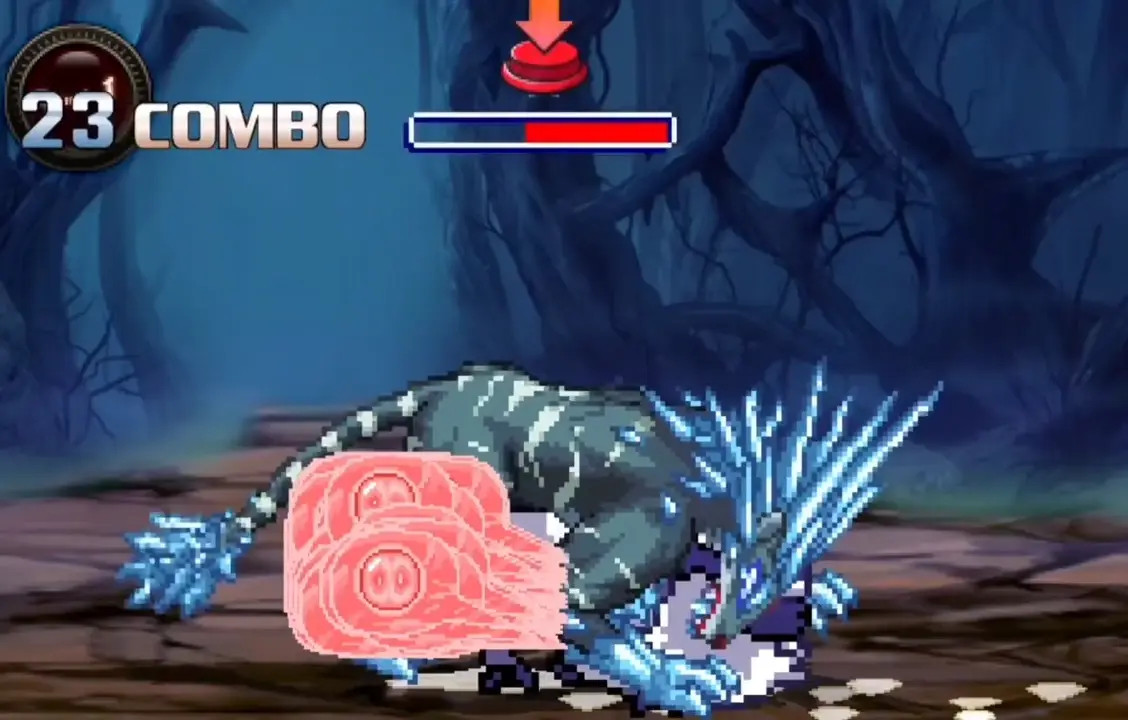 Absol getting stun locked and rutted hardly by a Ice Tiger