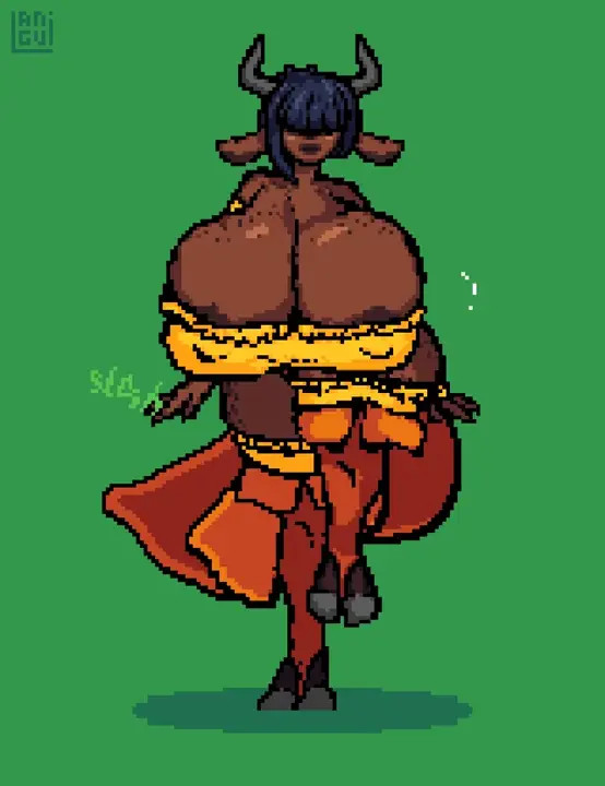 Cow Lady Walking and Shaking Her Juggs [Langui]